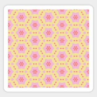 Kaleidoscope stars and flowers in yellow and pink tones Sticker